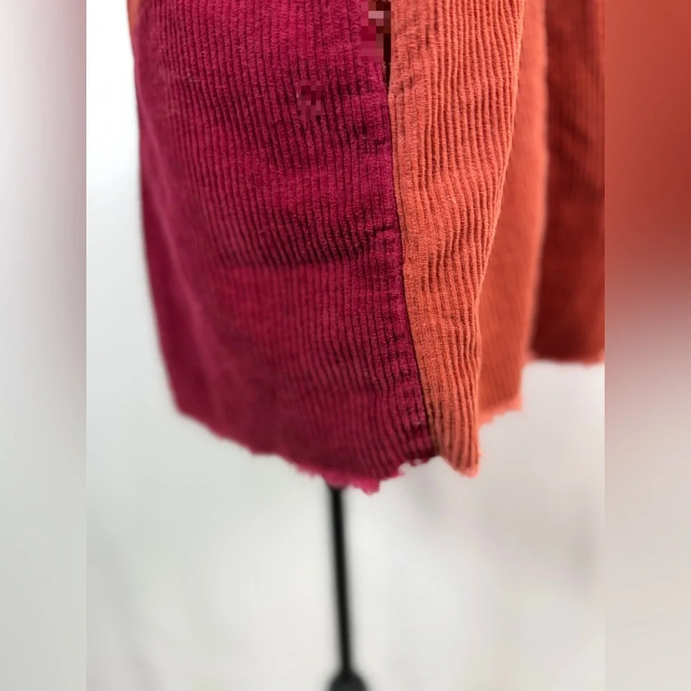 Oli & Hali Raw Edge Oversized Button Down Pocketed Corduroy Shacket Size M - Picture 7 of 14